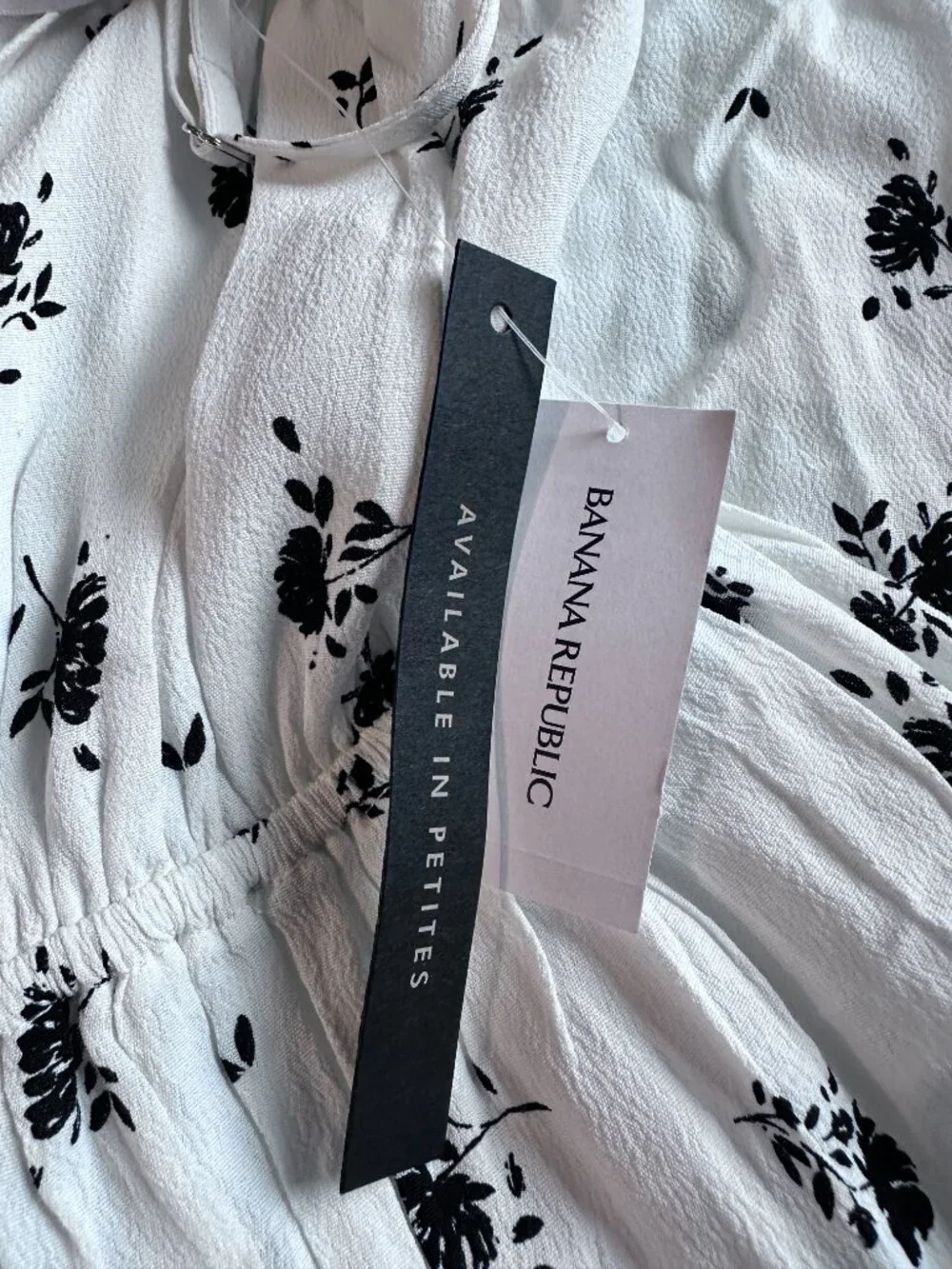 Banana Republic Floral Faux Wrap Dress White Black Size 6 NWT Spaghetti Strap - Picture 5 of 7